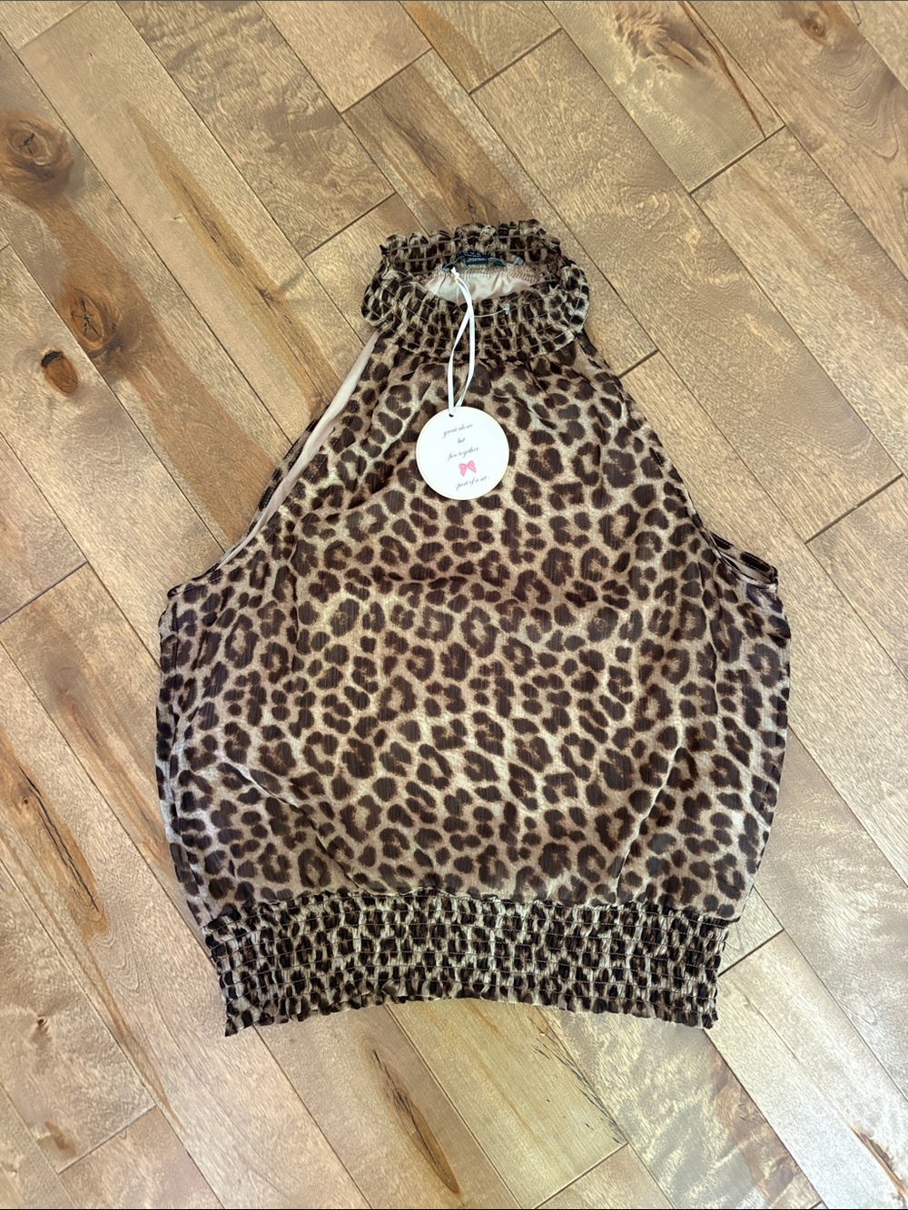 Haver London Leopard-Print Smocked Halter Crop Top - Brown/Black